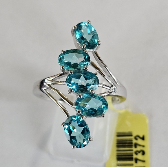 Genuine Paraiba Topaz in Platinum over Sterling Silver Sz 9! ✨️ NWT - Picture 3 of 13